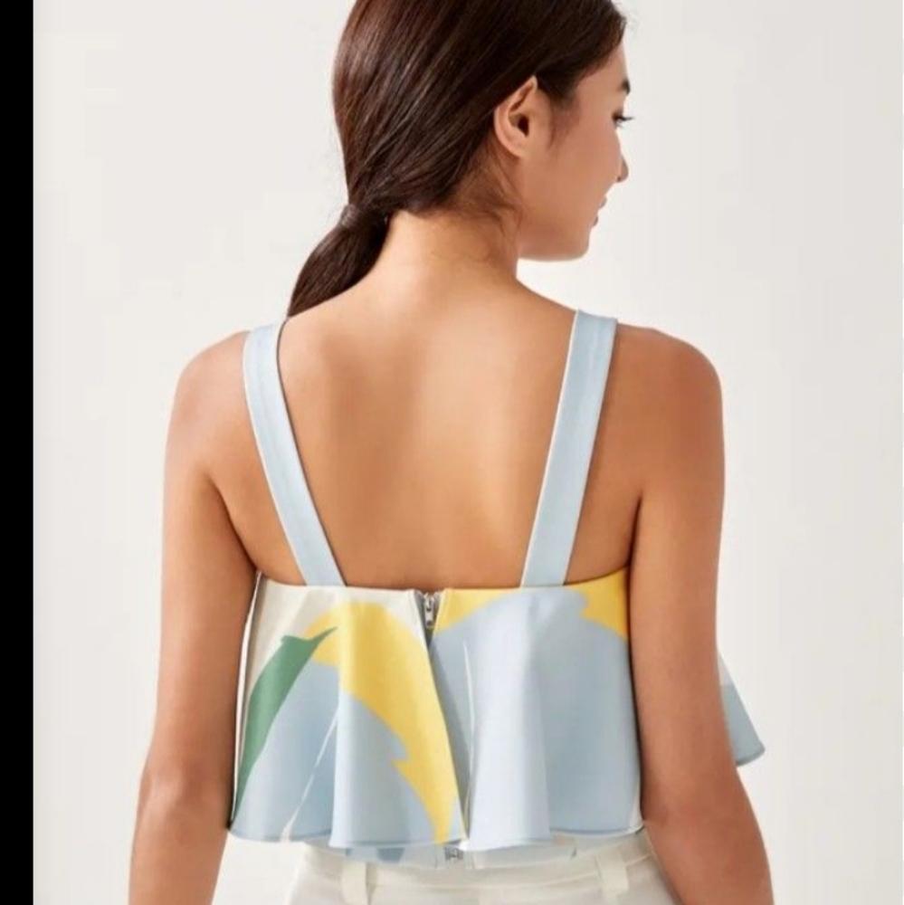 Women's Love Bonita Tasha Flounce Crop Summer Seascape Top Sz 6 - Picture 11 of 13